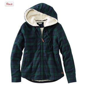 Women's Scotch Plaid Flannel Shirt, Sherpa-Lined Zip Hoodie